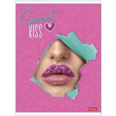 Тетрадь А5, 48 л, HATBER, скоба, клетка, матовая ламинация, 3D-лак, "Sweet kiss" (5 видов в спайке), 48Т5лолВ1