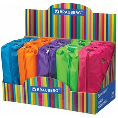 Косметички и сумочки универсальные BRAUBERG Пенал-косметичка BRAUBERG, ассорти 5 цветов, "Радуга", 20х6х4 см, дисплей, 223267