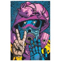 Картина по номерам, "Живопись по номерам", 80 x 120, FU69, иллюстрация, аниме, Арт, животное, маска , кислород, аксолотль