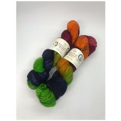 Пряжа Gazzal Unicorn 1334 (салатовый, оранжевый, малиновый, тёмно-синий) 5 шт.
