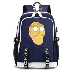 Рюкзак Большая голова (Rick and Morty) синий с USB-портом №9 Noname