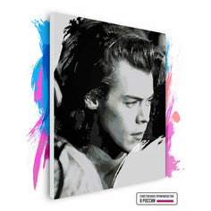 Картина по номерам на холсте Harry Styles ЧБ 2, 80 х 90 см Красиво Красим