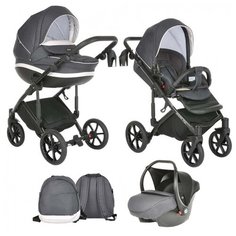 Универсальная коляска Tutis Mimi Style 2021 3 в 1, №042 Black Marble, цвет шасси: черный