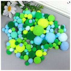 Декор для творчества "Помпончики. Морская волна" d=1-3 см набор 135 шт