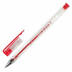 Ручка гелевая STAFF, красная, корпус прозрачный, хромированные детали, узел 0,5 мм, линия письма 0,35 мм, GP109