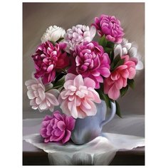 Алмазная мозаика на подрамнике 30x40 с частичным заполнением «Пионы» Школа талантов