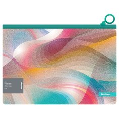 Berlingo Папка-конверт Waves, А4,пластик, на молнии, с эффектом блесток, 12 шт, Рисунок