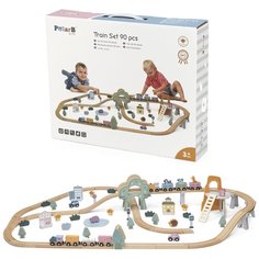 Деревянная железная дорога Viga Toys PolarB 44067 с аксессуарами 90 деталей для малышей вига Vigatoys