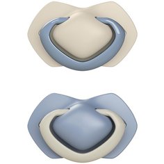 Пустышка силиконовая симметричная Canpol Babies Pure Color 6-18 мес., 2 шт., белый/голубой