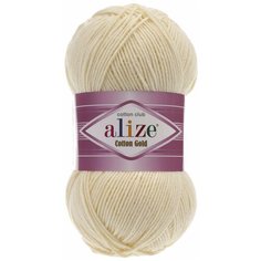Пряжа Alize Cotton Gold (55% хлопок, 45% акрил) 100 гр, 330 м, 01 кремовый , 1 моток
