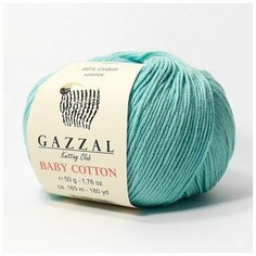 Пряжа Gazzal Baby Cotton (Газзал Беби Коттон) - 10 мотков Светло-бирюзовый (3452) 60% хлопок, 40% акрил 165м/50г