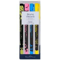 Набор из 4-Х ручек "FunWrite. Взгляд зверя" шариковых 0,5 ММ. синяя, Арт. 20-0212-4/1 Bruno Visconti