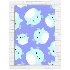 Картина по номерам на холсте аксолотль (для детей, простые, животные, милота, морские животные) - 10238 В 20х30