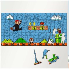 Пазл из дерева с фигурками, 230 деталей, 46х23 см игры Super Mario Bros - 5331 Puzzle Wood