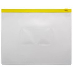 Папка-конверт с молнией, A5, 0,15мм, желтая (в упаковке 12 штук) Бюрократ