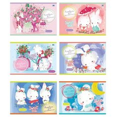 Альбом для рисования 24 листа, А5, 5 штук "Зайчики", на скрепке BG®