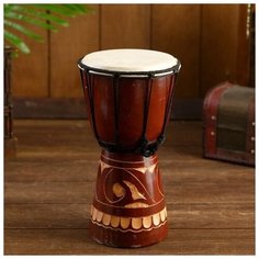 Музыкальный инструмент барабан джембе "Светлый" 25х14х14 см микс Без бренда