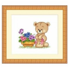 Набор для вышивания Сделано с любовью "Иду в гости" 15x20 см, Медведи Детские Животные Цветы
