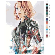 Картина по номерам Z-615 "Скарлетт Йоханссон - Чёрная Вдова" 60х90 Brushes Paints