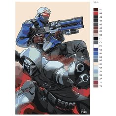 Картина по номерам Y-715 "Компьютерная игра Overwatch (овервотч). Солдат-76 и Жнец" 50x70 Brushes Paints