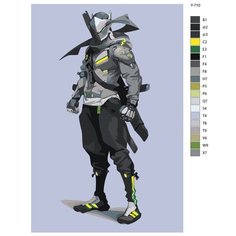 Картина по номерам Y-710 "Компьютерная игра Overwatch (овервотч). Гэндзи" 50x70 Brushes Paints