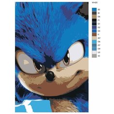 Картина по номерам W-425 "Персонаж видеоигр, фильмов и комиксов Sonic (Соник) - Ёж Соник" 50x70 Brushes Paints