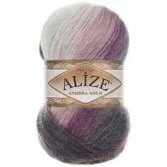 Пряжа Alize Angora gold batik (Ангора Голд Батик) 1986 бело-сиренево-серый 20% шерсть, 80% акрил 100г 550м 1 шт