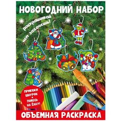 Объемная раскраска для детей Новогодняя, набор 6 шт БУМ