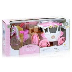 Набор Junfa toys кукла с лошадью и каретой, WK-19074 белый/розовый