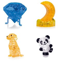 Подарки на Новый год Головоломка комплект из 4х штук Идея подарка классу 8 марта Кристал, Месяц, Собачка, Панда Со светом Iq Toy