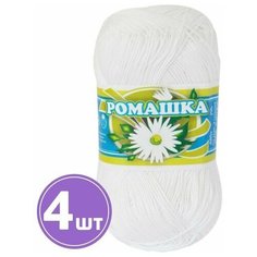 Пряжа детская ПНК им. Кирова Ромашка классическая тонкая, 100% хлопок мерсеризованный, цвет №0101 Белый белый, 320 м