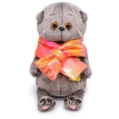 Мягкая игрушка Basic&Co Басик Baby в дутом шарфе, 20 см, серый/оранжевый Budi Basa