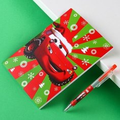 Канцелярский набор "С новым годом", блокнот А5, ручка, наклейки, Тачки Disney