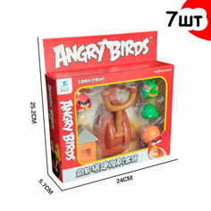 Детский игровой набор Злые Птички для девочек и мальчиков / игрушка Angry Birds развивающая с рогаткой, 7 шт. Rongdafeng