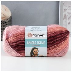 Пряжа "Angora Active" 25% мохер, 75% акрил 500м/100гр (846 персик-роз-бордо) 9343793 Yarn Art