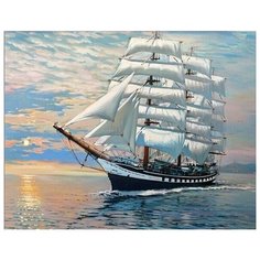 Алмазная мозаика на холсте с подрамником (картина стразами, алмазная вышивка) Корабль с белыми парусами 40x50 см Boom Boom Shop