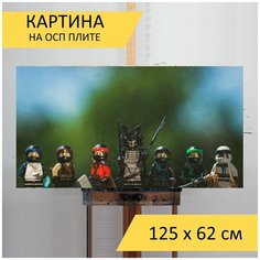 Картина "Конструктор лего, ниндзяго, играть" для интерьера на стену / Декор в дома, спальню, на кухню, детскую комнату, 125 см х 62 см Lots Prints