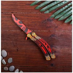Деревянный нож Бабочка KillerZone (butterfly knife) Красные линии КС ГО / CS GO