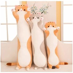 Мягкая игрушка кот-батон 90 см, серый / длинная подушка-обнимашка / большая кошка, игрушка-антистресс Нет бренда