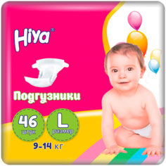 Подгузники HIYA размер L, 9-14 кг, 46 шт, детские, ультратонкие
