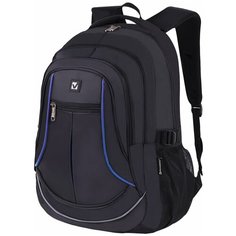 Рюкзак BRAUBERG HIGH SCHOOL универсальный, 3 отделения, черный, синие детали, 46х31х18 см, 271652