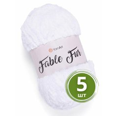 Пряжа для вязания YarnArt Fable Fur (ЯрнАрт Фейбл Фур) - 5 мотков 965 белый, меховая, 100% микрополиэстер, 100м/100г