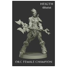 Миниатюра для настольных игр "Орк чемпион женщина" ДнД / Dungeons & Dragons, нри. Нет бренда