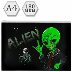 Папка-конверт с зиппом 220х308мм 180мкм пластик "STRANGER" Нет бренда