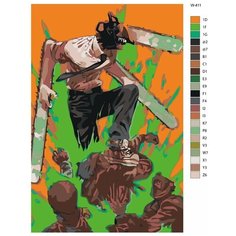 Картина по номерам W-411 "Аниме - человек Бензопила. Бим" 50х70 Brushes Paints