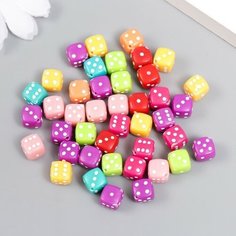 Бусины для творчества пластик "Игральный кубик" цветные набор 20 гр 0.8х0.8х0.8 см, Арт Узор