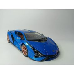 Коллекционная машинка игрушка металлическая Lamborghini Sian для мальчиков масштабная модель 1:18 синяя Alexplay