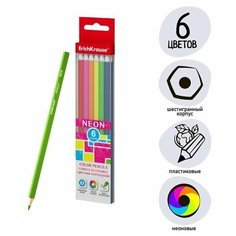 Карандаши 6 цветов I, дерево, шестигранные, мягкий 3.0 мм грифель неоновой палитры, пластиковый футляр, европодвес 1 упак. Случай