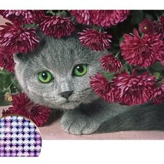 Школа талантов Алмазная мозаика с частичным заполнением «Котёнок», 40 х 30 см. Набор для творчества