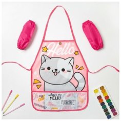 Фартук с нарукавниками детский Этель "Hello cat", 49 х 39 см